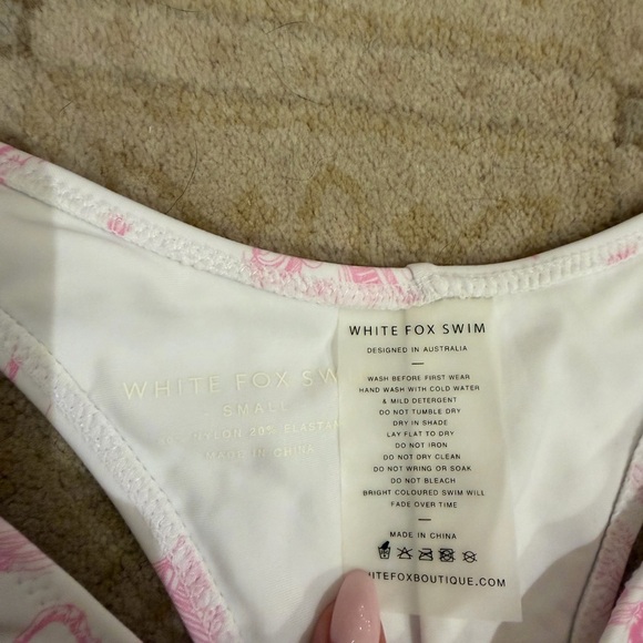 White fox pink and white pattern bikini bottoms - Picture 3 of 3